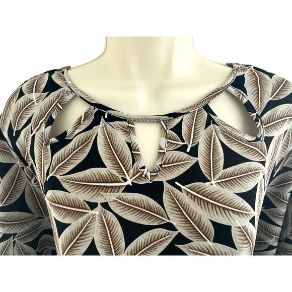 Catherines Fall Leaf Print Cutout Shift Dress Flutter Sleeves Size 1X 16 18 Plus - Picture 2 of 8